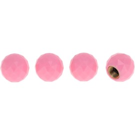 Tapones decorativos para válvula de neumático, estilo bola brillante, color rosa, 7 x 18 mm, plástico, cobre, 4 unidades