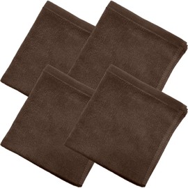 8 Year Towel, Hand Towel, 13.4 x 13.8 inches (34 x 35 cm), 100% Cotton, Thin, Quick Drying, Highly Absorbent, Durable, No Bulk, Coffee, Set of 4