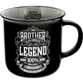 Pavilion Gift Company - Brother Absolute Legend - Ceramic 13-ounce Campfire Double Sided Mug, Brother Mug, Brother Gifts, 1 Count, Black/Gray