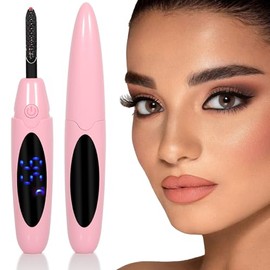 Rizador de pestaas calentado para mujer, rizador elctrico de pestaas con calentamiento rpido de 10 segundos, 4 temperaturas ajustables (65  C-95 C),  