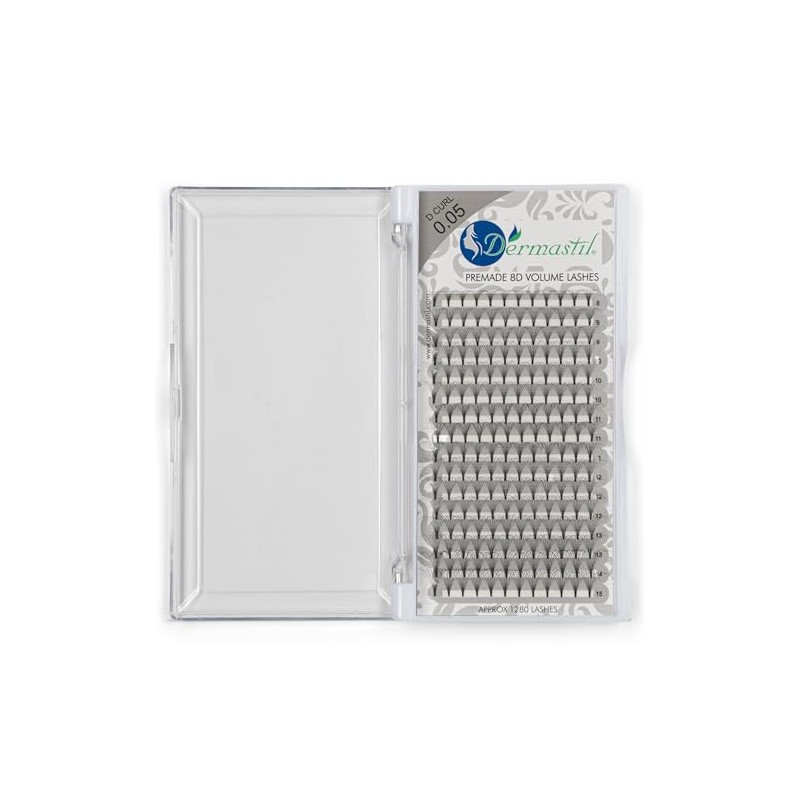 Dermastil 8D Premade Handmade Volume Eyelashes, D Curl, Thickness 0.05