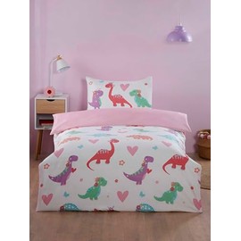Rapport home Dino Daisy Kids Microfibre Duvet Cover Set Toddler Multi