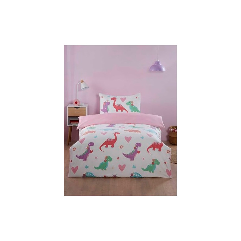 Rapport home Dino Daisy Kids Microfibre Duvet Cover Set Toddler