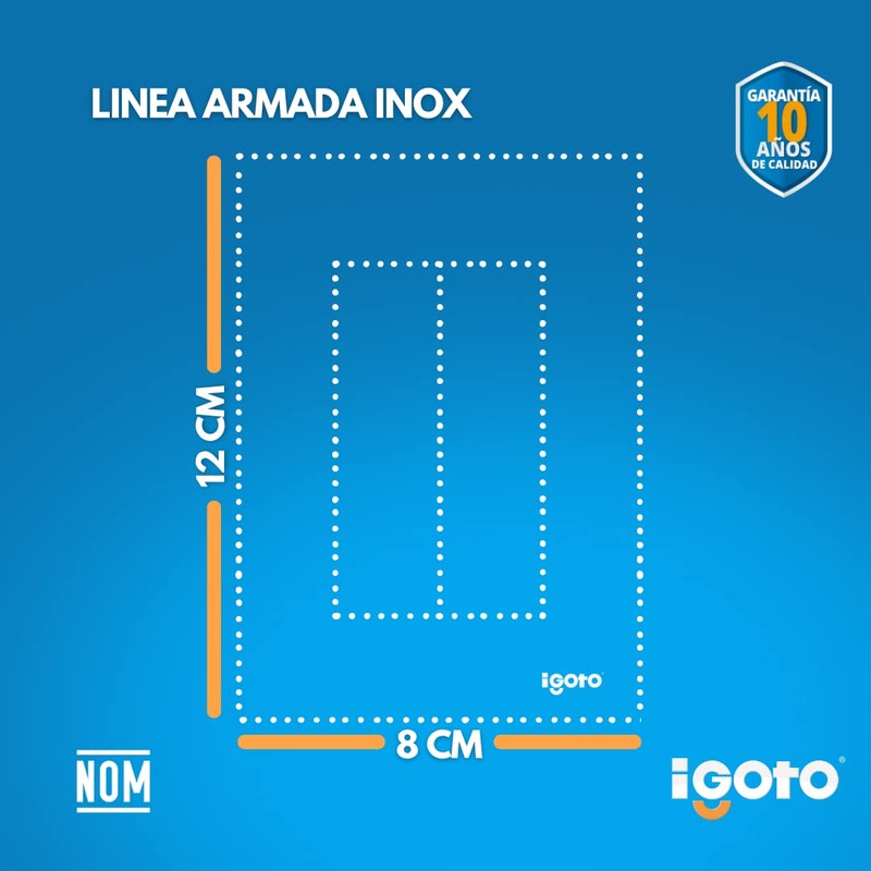 iGoto INOX1005 con 1 apagador sencillo de 3 módulos, Acero