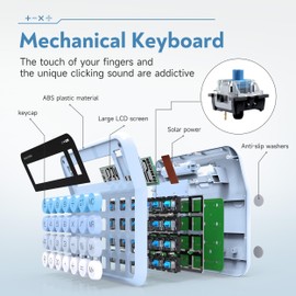 NGIFERA Mechanical Switch Calculator,12 Digits, Large LCD Display,Big Buttons,Solar and Battery Dual Power Mechanical Keyboard Desktop Calculators,Cute and Aesthetic (Blue Gradient, Large)