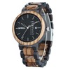 BEWELL Men's Wood Watch Quartz Zebrawood and Ebony Wooden Watches