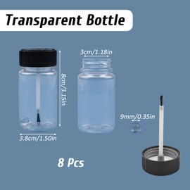 CRAFFANCY Transparent Paint Touch Up Bottles, 8 Pieces Plastic Bottle with Brush and Mixing Ball Paint Applicator Bottle for Car Wall and Hobby Painting -60 ml