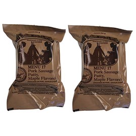 TWO (2) NEW MRE's 2020 - 2021 1st Insp. date - US Military Meals Ready-to-Eat w/FREE DESSERT! (Two 17's - Pork Sausage Patty, Maple)