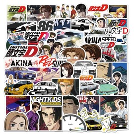 50PCS Anime Initial D Stickers for Laptop Skateboard,Water Bottles,Bumper,Helmet Stickers,Refrigerator Decor Stickers (Initial D)