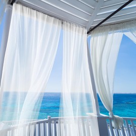 SmoothNovelty 4 Panels Mosquito Netting for Patio, W118 x L98 Inches Garden Mesh Netting Outdoor Sheer Tulle Curtains