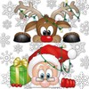 Peeping Santa and Rudolph Window Clings – With 28 Snowflakes