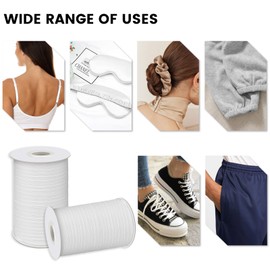 Lydia's Deal - Cordón elástico de 1/8 pulgadas (3 mm) x 50 yardas, bandas elásticas para tejer costura, manualidades, cinta para las orejas, color blanco