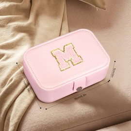 Joyero para Mujer,Organizador de Joyeria Pequeño de Cuero de PU para Mujeres, Joyero de Viaje, 2 Organizador Capas, Cajas de Almacenamiento para Anillos, Pendientes, Collares, Pulseras (M)