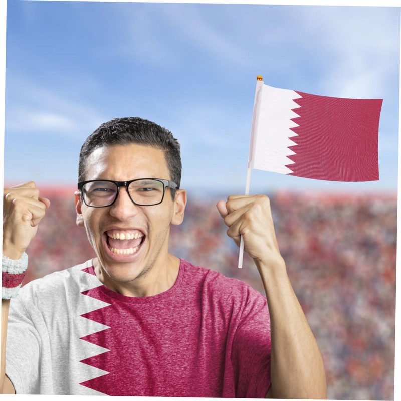 KONTONTY 20pcs Qatar 32 Flag Small Flags on Stick National