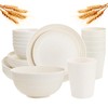 Rubtlamp 24 Pcs Wheat Straw Dinnerware Sets, Unbreakable Reusable Plastic