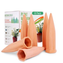 REMIAWY Plant Watering Stakes 6 Pack Automatic Plant Waterers for Vacations, Terracotta Self Watering Spikes for Wine Bottles Indoor & Outdoor Plants
