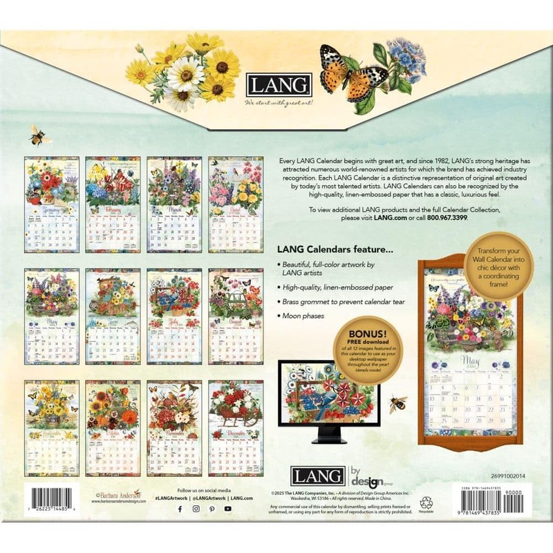 Lang Companies, Garden Botanicals 2026 Wall Calendar by Barbara Anderson,
