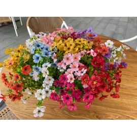 Artificial Flowers for Outdoor, 18 Bundles of Colorful Faux Flowers for Spring and Summer Decor, Realistic and UV Resistant,Perfect for Outdoor Home Decor,Porch and Courtyard Decor.