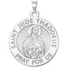 PicturesOnGold.com Saint Jude Round Religious Medal EXCLUSIVE - Sterling Silver