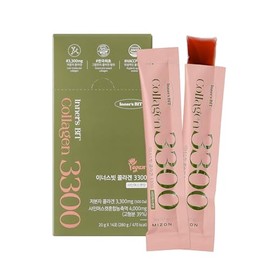 MIZON INNERSBIT Collagen Jelly 3300(14 Sticks) Vegan Korean Jelly Stick Snack with Vitamin C, Hyaluronic Acid Biotin & Glutathion for Skin Halal Certi
