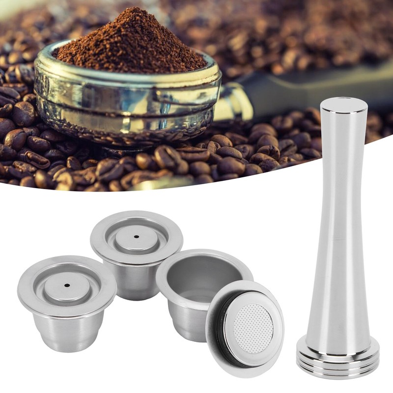 Coffee Capsule Set Stainless Steel Reusable Refillable Capsule Fit for