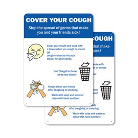 (2 Pack) Cover Your Cough 2 OSHA Notice Sign 7 Inch X 10 Inch Plastic Sign, Weather Resistant, UV Protected for Workplace, Business, and Construction Site, Made in the USA