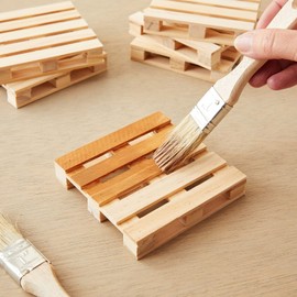 Juvale Wood Pallet Coasters - Pack of 6, 3.9 x 3.9 in, Brown - Square Wooden Drink Coasters for Hot & Cold Beverages - Novelty Mini Pallet Design for Home & Office