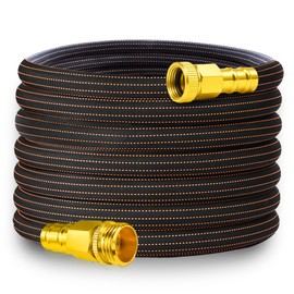 10FT Lightweight Garden Hose,Flexible Water Hose with Solid Brass Head,Kink-Free,Collapsible Hose,High Pressure Flat Water Hose for RV,Boat,Car Wash,Garden,Yard,Camper,Outdoor (OrangeBlack, 10 feet)