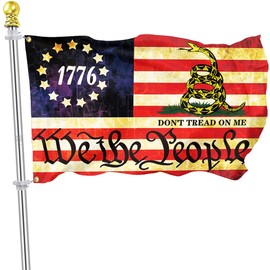 Jaiara Dont Tread On Me Flag We The People 1776 Flag 3x5 Ft and Garden Flags 12x18 Inch Retro American Betsy Ross 13 Star for Outdoor Indoor Decoration