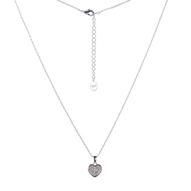 Mayfer | Collar para mujer con dije en forma de corazón decorado con cristales austriacos en forma de pavé - Color plata