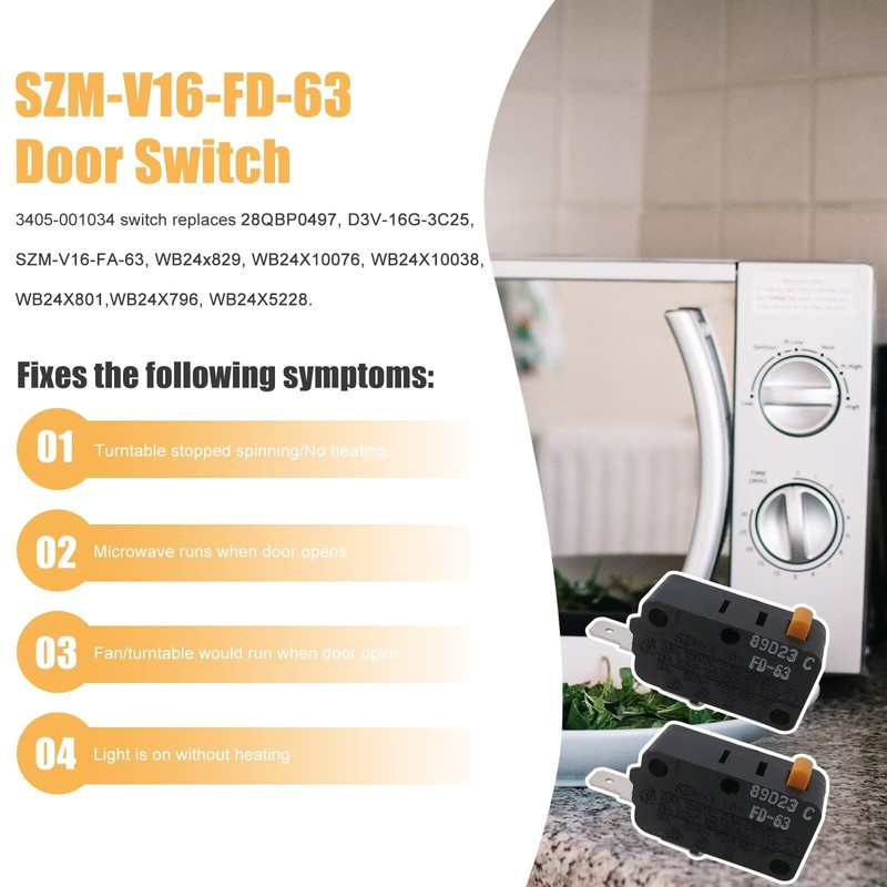 Suifaqi 4-Pack SZM-V16-FA-63 Microwave Door Switch for LG GE Microwave