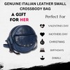Genuine Italian Leather Boho Studded Round Crossbody Sling Bag -