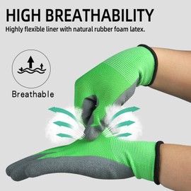 FEISHDEK 3 Pairs Rubber Coated Non Slip Kids Gardening Gloves, Toddler Garden Gloves for Children Safety Yard Work Age 3-8 (Green 3 Pairs, Small (3-5 Years Old))