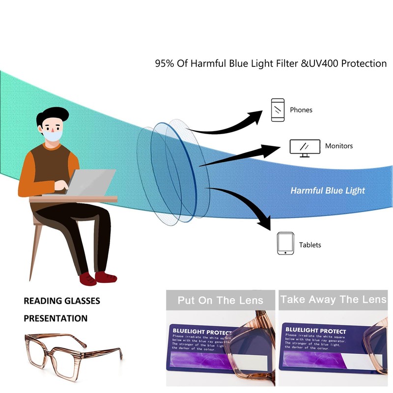 KoKoBin 3 Pack Stylish Square Frame Oprah Style Reading Glasses
