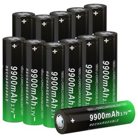 CWUU Flat Top 3.7V 18650 Rechargeable Battery 9900mAh High Capacity 3.7 Volt Rechargeable Battery 18650 for Headlamp, Flashlight 240729 (Flat Top, 12 Pack)