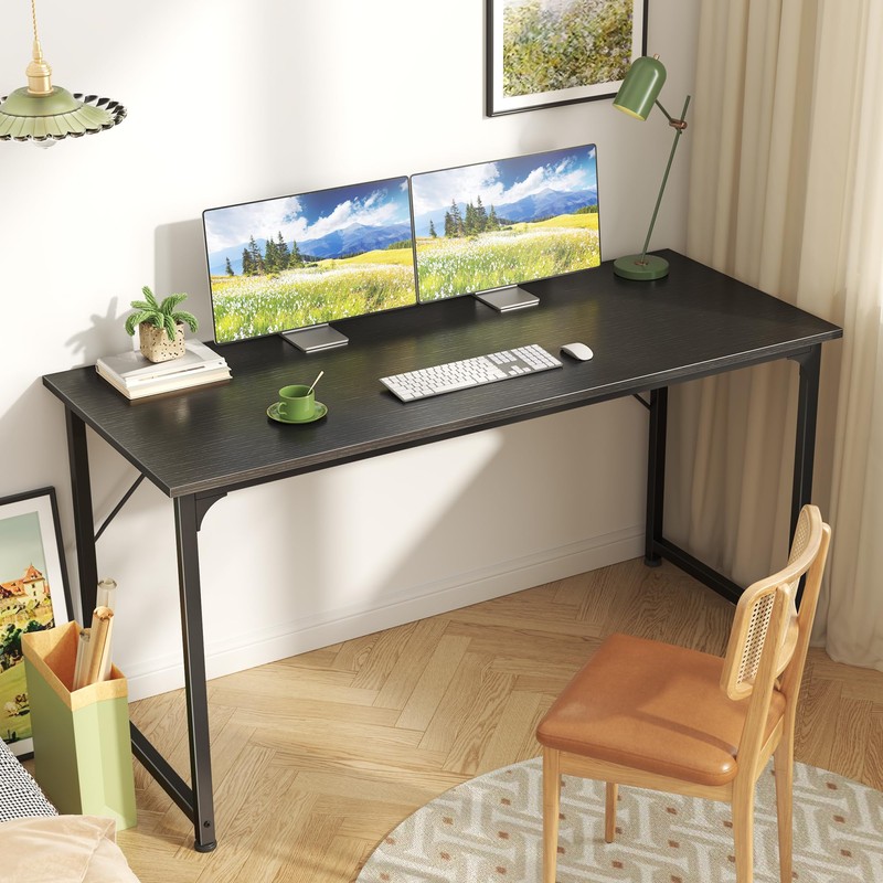 Huuger Computer Desk, 55 Inch Office Desk, Gaming Desk with