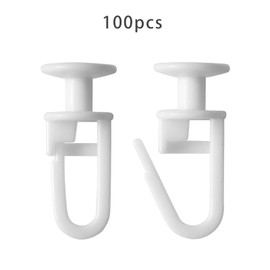 100 Curtain Gliders for Tracks, White Plastic Hooks for Curtain Tracks, Door Curtains, Shower Curtains