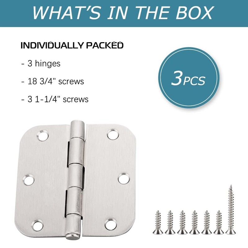 30 Pack Satin Nickel Door Hinges 3.5 inch Brushed Nickel
