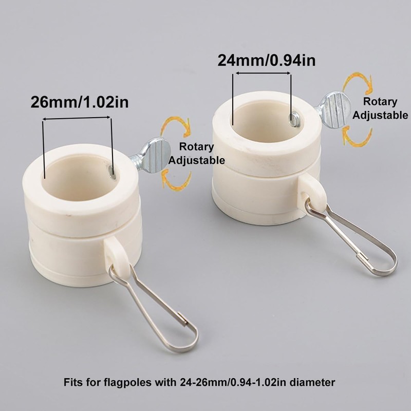 ZAAWUUT 1 Pair Flag Pole Ring Clip 360 Degree Rotating
