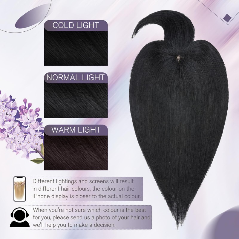 Elailite Hair Topper, Real Hair, Toupee Women's with Long Fringe,