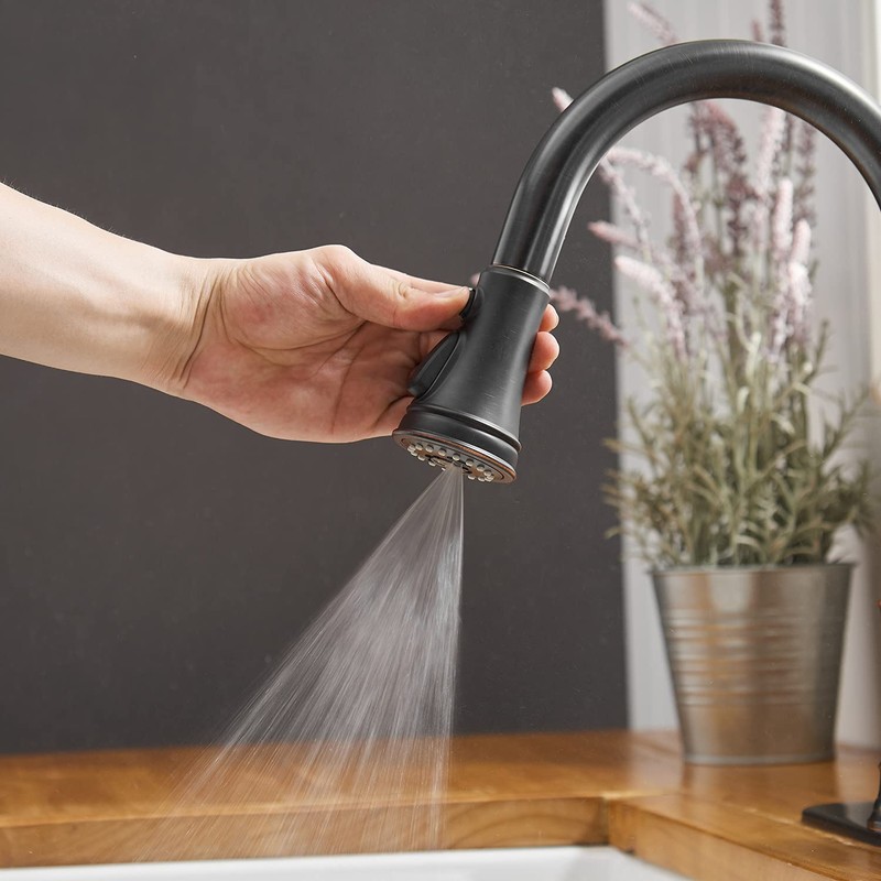 BATHFINESSE Kitchen Faucet, Oil Rubbed Bronze Finish, 360 Degree Swivel,