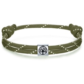 J.Endéar Tree of Life Nautical Bracelet for Women Men, Paracord 925 Sterling Silver Bracelet Waterproof Surf Sailing Summer Sea Beach Gift for Partner Surfer, Fathers Day Gift, Green