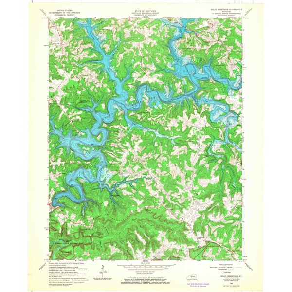 YellowMaps Nolin Reservoir KY topo map, 1:24000 Scale, 7.5 X 7.5 Minute, Historical, 1966, Updated 1968, 27.4 x 23.1 in - Paper