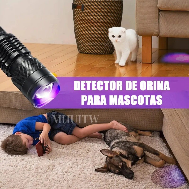 MHUITW 2pzs Linterna Táctica UV LED 395nm con Zoom y