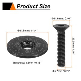 sourcing map 1 1/4" OD Bicycle Headset Stem Top Cap Aluminum Alloy Cycling Headset Cover Stem with M6 Bolt for Mountain Bike MTB Bike, Black