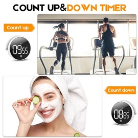 Digital Kitchen Timers,Cooking Timer,LED Display,Knob Control,Magnetic Countdown Countup Timer for Classroom Cooking Fitness Baking Studying Teaching (White)