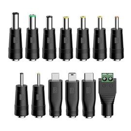 Tonton Universal Power Supply 5.5 x 2.1 mm AC DC Plug Kit DC Plug Suitable for Notebook, Computer and Audio, TV, etc