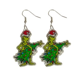 Cute Pair of Christmas Thief Earrings for Women. Fun Grinchmas Style Earrings for Women, Teachers, Educators and More. Cartoon Style Christmas Earrings for Grinchmas, Christmas, Christmas Thief