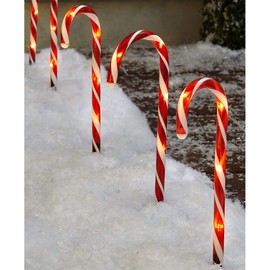 Biswing Christmas Outdoor Candy Cane Lights, 12 Pcs Christmas Pathway Markers with 72 Count Warm White Lights, Connectable for Indoor Outdoor Holiday Walkway Patio Garden Christmas Ornament