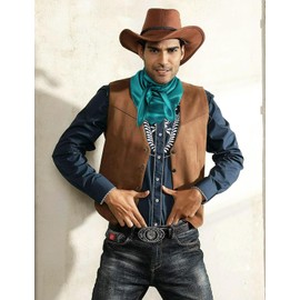 GERINLY Boho Wild Rag Unisex, Bolo Neckerchief Men Women, Travel Square Scarf for Buckaroo